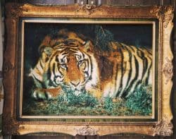 تابلو فرش ابریشم دستبافت تبریز با قاب آب طلا