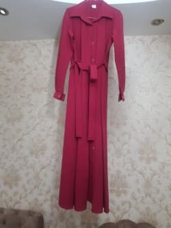 مانتو بلند سرخ آبی مات ترک دوخت لبنانی نو