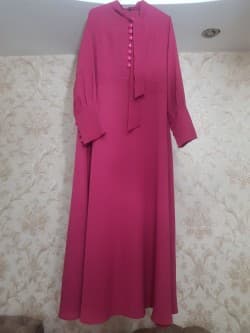 مانتوبلند سرخ آبی کراوات دار دوخت لبنانی بلند