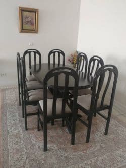 مبل و میز نهار خوری چوب و پارچه